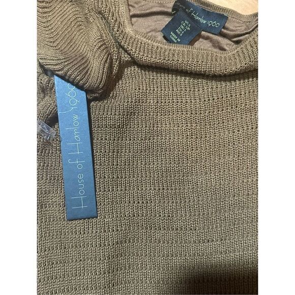 New House Of Harlow 1960 Knit Ruffle Square Neck sleeveless dress cinnamon - Picture 5 of 10